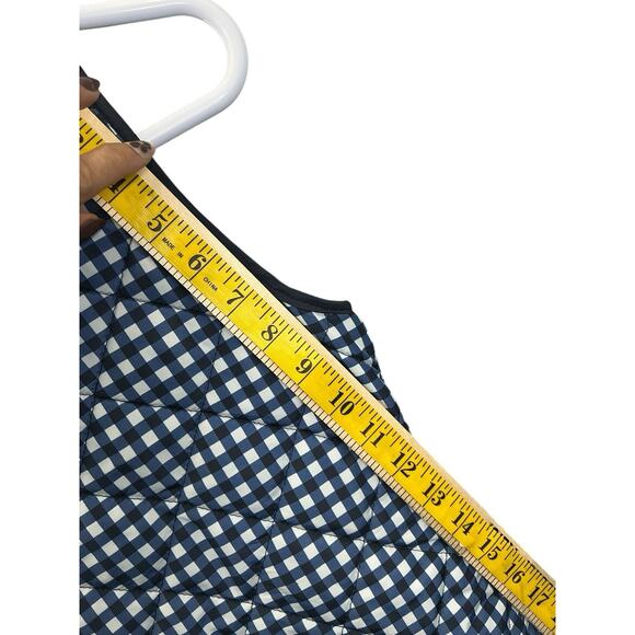 Cambridge Dry Goods Gingham Quilted Vest Navy White Preppy Classic Sz Small - Picture 8 of 11